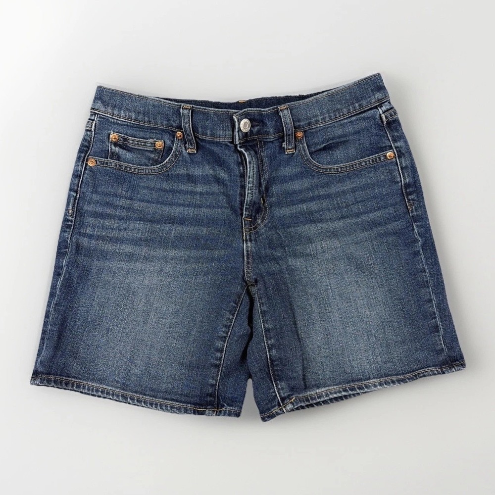 Gap‎ Denim Shorts Womens 27/4 Blue 5 Inch Mid Rise Stretch Medium Wash